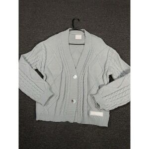 Taylor Swift Tortured Poets Department Grey Green Cardigan Sweater Medium/Large